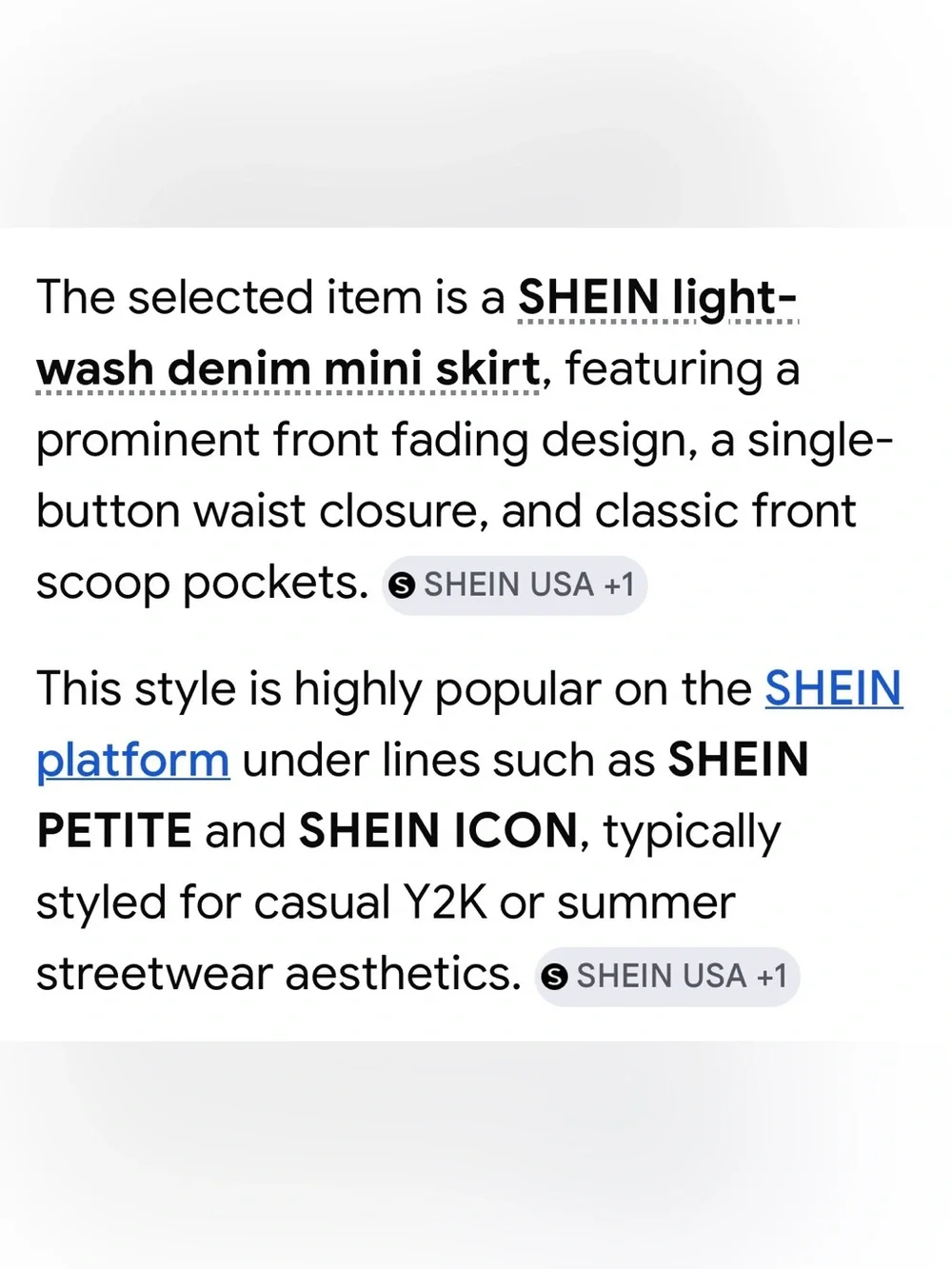 SHEIN Light-Wash Denim Mini Skirt